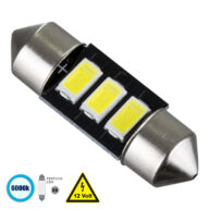 Λάμπα Αυτοκίνητου 31mm FESTOON – C5W LED 3 SMD 5630 1.5W 225lm 120° DC 12V IP20 Ψυχρό Λευκό 6000K