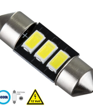 Λάμπα Αυτοκίνητου 31mm FESTOON – C5W LED 3 SMD 5630 1.5W 225lm 120° DC 12V IP20 Ψυχρό Λευκό 6000K