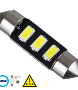 Λάμπα Αυτοκίνητου 36mm FESTOON – C5W LED 3 SMD 5630 1.5W 225lm 120° DC 12V IP20 Ψυχρό Λευκό 6000K