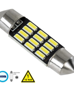 Λάμπα Αυτοκίνητου 36mm FESTOON – C5W LED 12 SMD 5630 3W 450lm 120° DC 12V IP20 Ψυχρό Λευκό 6000K