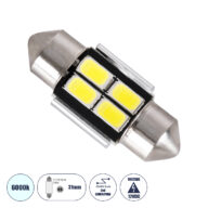 Λάμπα Αυτοκίνητου 31mm FESTOON – C5W 2nd Generation Can-Bus Series LED 4 SMD 5630 3W 450lm 120° DC 12V IP20 Ψυχρό Λευκό 6000K