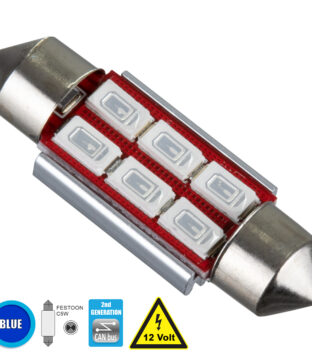 Λάμπα Αυτοκίνητου 36mm FESTOON – C5W 2nd Generation Can-Bus Series LED 6 SMD 5630 4W 480lm 120° DC 12V IP20 Μπλε