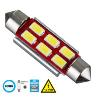 Λάμπα Αυτοκίνητου 42mm FESTOON – C5W 2nd Generation Can-Bus Series LED 6 SMD 5630 4W 600lm 120° DC 12V IP20 Ψυχρό Λευκό 6000K