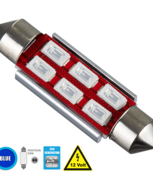 Λάμπα Αυτοκίνητου 42mm FESTOON – C5W 2nd Generation Can-Bus Series LED 6 SMD 5630 4W 480lm 120° DC 12V IP20 Μπλε