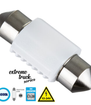 Λάμπα Αυτοκινήτου & Φορτηγού 31mm FESTOON – C5W 3rd Generation Can-Bus Extreme Truck Series LED 2 SMD 3030 3W 450lm 120° DC 12-24V IP20 Ψυχρό Λευκό 6000K