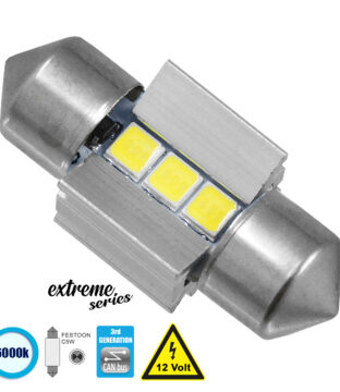 Λάμπα Αυτοκινήτου 28mm FESTOON – C5W 3rd Generation Can-Bus Extreme Series LED 3 SMD 3030 3W 450lm 120° DC 12V IP20 Ψυχρό Λευκό 6000K