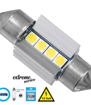 Λάμπα Αυτοκινήτου 31mm FESTOON – C5W 3rd Generation Can-Bus Extreme Series LED 4 SMD 3030 4W 600lm 120° DC 12V IP20 Ψυχρό Λευκό 6000K