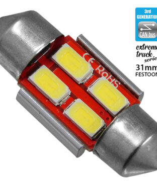 Σωληνωτός LED Extreme Truck Series Can-Bus 3ης Γενιάς 31mm 3w 24V Ψυχρό Λευκό 6000k GloboStar 81341