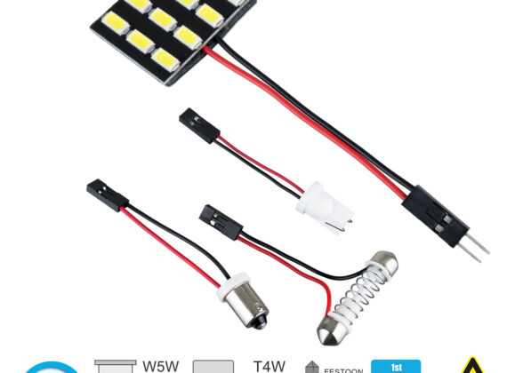 Λάμπα Αυτοκινήτου LED PCB PLATE - T10 - W5W - BA9S - T4W - FESTOON - C5W 1st Generation Can-Bus Series LED 12 SMD 5630 4W 600lm 120° DC 12V IP20 Ψυχρό Λευκό 6000K