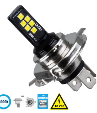 Λάμπα Αυτοκίνητου H4 2nd Generation Can-Bus Series LED 12 SMD 3030 8W 1200lm 360° DC 12V IP20 Ψυχρό Λευκό 6000K