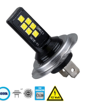 Λάμπα Αυτοκίνητου H7 2nd Generation Can-Bus Series LED 12 SMD 3030 8W 1200lm 360° DC 12V IP20 Ψυχρό Λευκό 6000K