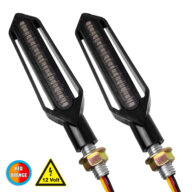 ΣΕΤ 2 x Φλάς Μοτοσυκλέτας Universal Knife LED SMD 5050 5W DC 12V 2 Λειτουργιών Κόκκινο για Πορείας-Stop & με Τρεχούμενο Εφέ Φωτισμού Πορτοκαλί για Φλας Αδιάβροχα IP65