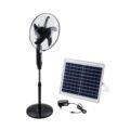 Solar Fan Αυτόνομος Ηλιακός Επιδαπέδιος Ανεμιστήρας 25W 2 Λειτουργιών Ρεύματος με AC 220-240V ή με Φωτοβολταϊκό Panel 9V 12W & Επαναφορτιζόμενη Μπαταρία Li-ion 7.4V 4400mAh - 3 Ταχύτητες - Ενσωματωμένο USB 2.0 Charger Συσκευών - IP20 - Μ44 x Π37.5 x Υ132cm - Μαύρο - 2 Years Warranty