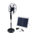 Solar Fan Αυτόνομος Ηλιακός Επιδαπέδιος Ανεμιστήρας 25W 2 Λειτουργιών Ρεύματος με AC 220-240V ή με Φωτοβολταϊκό Panel 9V 15W & Επαναφορτιζόμενη Μπαταρία Li-ion 7.4V 6000mAh - 12 Ταχύτητες - Ασύρματο Χειριστήριο - Ενσωματωμένο USB 2.0 Charger Συσκευών - IP20 - Μ44 x Π37.5 x Υ132cm - Μαύρο - 2 Years Warranty