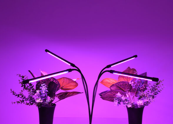 Grow Light Full Spectrum LED Φωτιστικό Ανάπτυξης Φυτών Γλάστρας με 4 Κινούμενες Κεφαλές & Βάση Μανταλάκι Clip SMD 2835 20W 160° AC230V IP20 με Dimmer & Timer Εσωτερικού Χώρου για Κάλυψη Επιφάνειας 1m x 1m Πλήρους Φάσματος Φωτισμού