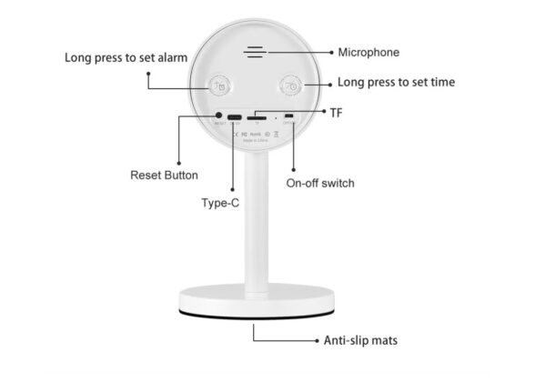 Rechargeable Table Camera WiFi HD 1080P 160° 1500mAh Two Way Audio Motion Detection & Digital Clock - Επαναφορτιζόμενη Επιτραπέζια Κάμερα WiFi HD 1080P 160° 1500mAh Διπλή Κατέυθυνση Ομιλίας Ανιχνευτή Κίνησης & Ψηφιακό Ρολόι - Λευκό