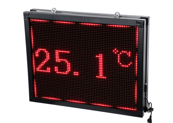 LED Scrolling Display 64x48cm - Κυλιόμενη Ψηφιακή Πινακίδα / Επιγραφή Διπλής Όψης P10 LED SMD AC 220-240V - Λειτουργία μέσω Wi-Fi με Εφαρμογή APP - Αισθήτηρας Θερμοκρασίας και Υγρασίας - Αδιάβροχο IP65 - Μ70 x Π11 x Υ54.5cm - Κόκκινο - 1 Χρόνο Εγγύηση