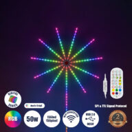 Σετ Ψηφιακής LED RGB Ταινίας 5 Μέτρων με Ψηφιακό Controller με WiFi Smart APP & Ασύρματο Χειριστήριο RF 2.4Ghz – LED SMD 5050 50W/Σετ 156LED/Σετ 156PIXEL/Σετ 3000lm/Σετ 120° DC 5V με USB 2.0 IP20 Πολύχρωμο RGB – Dimmable – Μ205 x Π105 x Υ1.5cm – 2 Χρόνια Εγγύηση