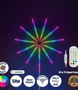 Σετ Ψηφιακής LED RGB Ταινίας 5 Μέτρων με Ψηφιακό Controller με WiFi Smart APP & Ασύρματο Χειριστήριο RF 2.4Ghz – LED SMD 5050 50W/Σετ 156LED/Σετ 156PIXEL/Σετ 3000lm/Σετ 120° DC 5V με USB 2.0 IP20 Πολύχρωμο RGB – Dimmable – Μ205 x Π105 x Υ1.5cm – 2 Χρόνια Εγγύηση