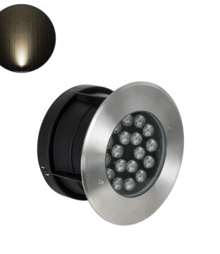 Χωνευτό Φωτιστικό Σποτ Δαπέδου LED 18W 1620lm 15° DC 24V Αδιάβροχο IP68 Φ20 x Υ11cm Θερμό Λευκό 2700K – Ανοξείδωτο Ατσάλι – 3 Χρόνια Εγγύηση