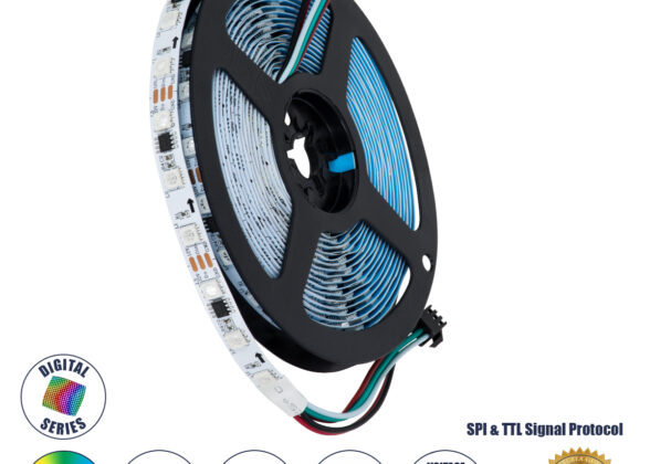 Ψηφιακή Ταινία LED SMD 5050 14.4W/m 60LED/m 20PIXEL/m SPI/TTL Protocol IC WS2811/UCS16703 1152lm/m 120° DC 12V IP20 RGB - Λευκό Σώμα - Μ5000 x Π10 x Υ2mm - Συσκευασία 5 Μέτρων - 5 Χρόνια Εγγύηση