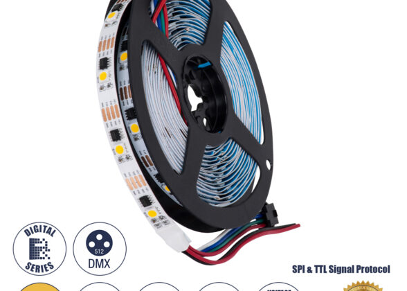 Ψηφιακή Ταινία LED SMD 5050 9W/m 30LED/m 30PIXEL/m SPI/TTL Protocol IC TM1908 810lm/m 120° DC 12V IP20 Θερμό Λευκό 2700K - Λευκό Σώμα - Μ5000 x Π10 x Υ2mm - Συσκευασία 5 Μέτρων - 5 Χρόνια Εγγύηση