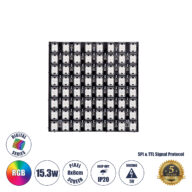 Ψηφιακή Πλακέτα LED SMD 5050 15.3W/m 64LED/unit 64PIXEL/unit SPI/TTL Protocol IC WS2812/SK6812 1224lm/unit 120° DC 5V IP20 RGB – Μαύρο Σώμα – Μ80 x Π80 x Υ2mm – 5 Χρόνια Εγγύηση