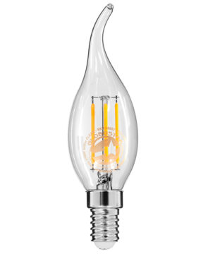 Λάμπα E14 C35T Κεράκι LED FILAMENT 4W 440 lm 320° AC 85-265V Φλόγα Flame Edison Retro με Διάφανο Γυαλί Θερμό Λευκό 2700 K Dimmable