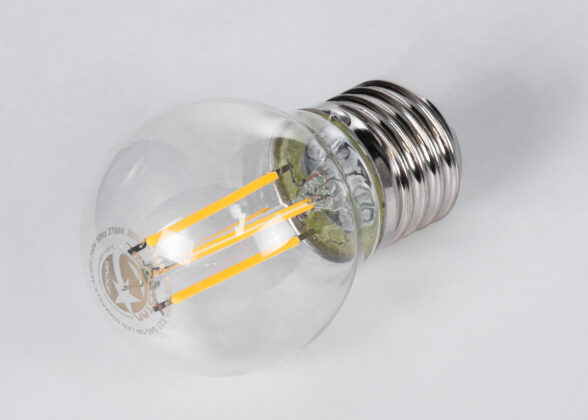 Λάμπα LED Long Filament E27 G45 Γλομπάκι 5W 500lm 360° AC 220-240V IP20 Φ4.5 x Υ7.5cm Θερμό Λευκό 2700K με Διάφανο Γυαλί - Dimmable - 3 Years Warranty