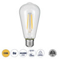 Λάμπα LED Long Filament E27 ST64 Αχλάδι 8W 800lm 360° AC 220-240V IP20 Φ6.4 x Υ14cm Θερμό Λευκό 2700K με Διάφανο Γυαλί - Dimmable - 3 Years Warranty