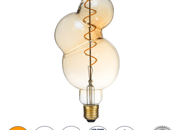 Λάμπα LED Soft S Spiral Filament E27 BB100 BUBBLES Γλόμπος 6W 420lm 360° AC 220-240V IP20 Φ10 x Υ24cm Ultra Θερμό Λευκό 2200K με Μελί Γυαλί - Dimmable - 3 Years Warranty