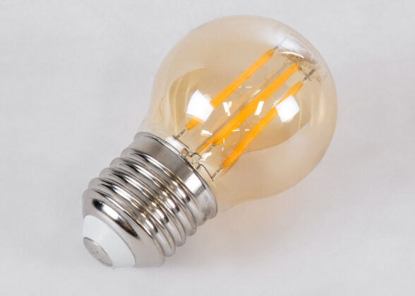 Λάμπα LED Long Filament E27 G45 Γλομπάκι 4W 350lm 360° AC 220-240V IP20 Φ4.5 x Υ7.5cm Ultra Θερμό Λευκό 2200K με Μελί Γυαλί - Dimmable - 3 Years Warranty