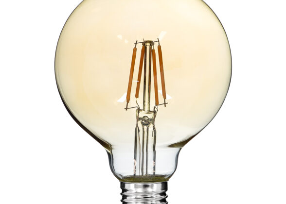 LED Long Filament Bulb E27 G95 Globe 4W 350lm 360° AC 220-240V IP20 D9.5 x H13.5cm Ultra Θερμό Λευκό 2200K με Μελί Γυαλί - Dimmable - 3 Years Warranty