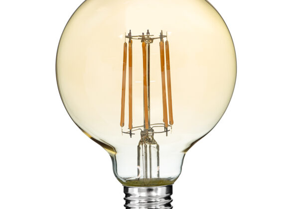 LED Long Filament Bulb E27 G95 Globe 12W 1080lm 360° AC 220-240V IP20 D9.5 x H13.5cm Ultra Θερμό Λευκό 2200K με Μελί Γυαλί - Dimmable - 3 Years Warranty