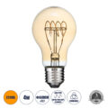 Λάμπα LED Ultra Thin Soft S Spiral Filament E27 A60 Γλόμπος 4W 280lm 360° AC 220-240V IP20 Φ6 x Υ10.5cm Ultra Θερμό Λευκό 2200K με Μελί Γυαλί - Dimmable - 3 Years Warranty