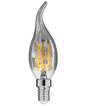 Λάμπα E14 C35T Κεράκι LED FILAMENT 4W 400 lm 320° AC 85-265V Φλόγα Flame Edison Retro με Φιμέ Γυαλί Θερμό Λευκό 2700 K Dimmable