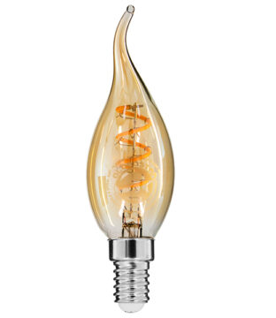 Λάμπα E14 C35T Κεράκι LED SOFT SPIRAL FILAMENT 4W 320 lm 320° AC 85-265V Φλόγα Flame Edison Retro με Μελί Γυαλί Ultra Θερμό Λευκό 2200 K Dimmable