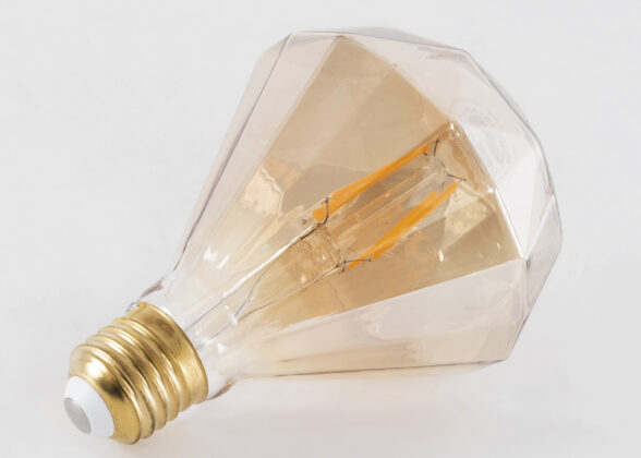 Λάμπα E27 D90 Diamond LED FILAMENT 6W 560 lm 320° AC 85-265V Edison Retro με Μελί Γυαλί Ultra Θερμό Λευκό 2200 K Dimmable