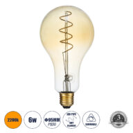 Λάμπα E27 PS30 Cherry LED SOFT SPIRAL FILAMENT 6W 500 lm 320° AC 85-265V Edison Retro με Μελί Γυαλί Ultra Θερμό Λευκό 2200 K Dimmable