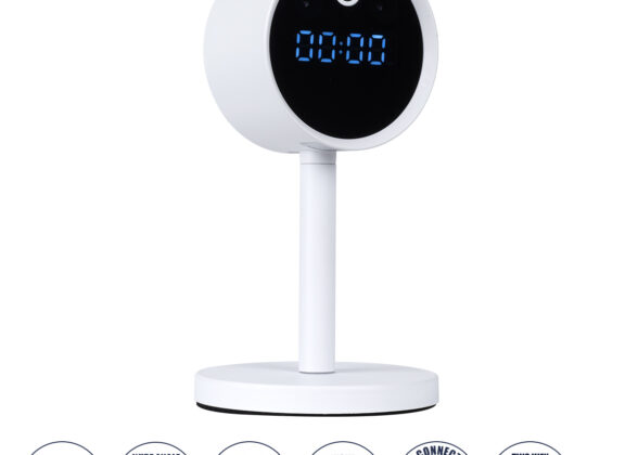 Rechargeable Table Camera WiFi HD 1080P 160° 1500mAh Two Way Audio Motion Detection & Digital Clock - Επαναφορτιζόμενη Επιτραπέζια Κάμερα WiFi HD 1080P 160° 1500mAh Διπλή Κατέυθυνση Ομιλίας Ανιχνευτή Κίνησης & Ψηφιακό Ρολόι - Λευκό