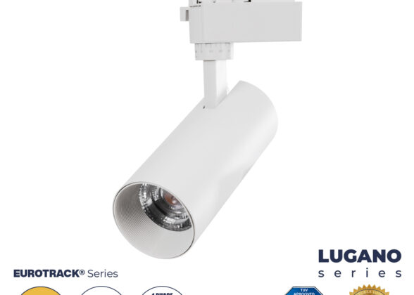 Μονοφασικό Φωτιστικό Σποτ Ράγας LED 20W 2400lm 36° Acrylic HQ LENS AC 220-240V IP20 Φ6.5 x Υ22cm Θερμό Λευκό 2700K - EUROTRACK® System 1L+1N - Λευκό - Bridgelux Chip - TÜV Certified Driver - 5 Χρόνια Εγγύηση