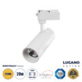 Μονοφασικό Φωτιστικό Σποτ Ράγας LED 20W 2400lm 36° Acrylic HQ LENS AC 220-240V IP20 Φ6.5 x Υ22cm Θερμό Λευκό 2700K - EUROTRACK® System 1L+1N - Λευκό - Bridgelux Chip - TÜV Certified Driver - 5 Χρόνια Εγγύηση