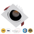 Χωνευτό LED Spot Downlight TrimLess Μ8.5xΠ8.5cm 10W 1250lm 38° AC 220-240V IP20 Μ8.5 x Π8.5 x Υ6.6cm - Τετράγωνο - Κινούμενο - Λευκό με Μαύρο Κάτοπτρο & Anti-Glare HoneyComb - Θερμό Λευκό 2700K - Bridgelux COB - 5 Years Warranty