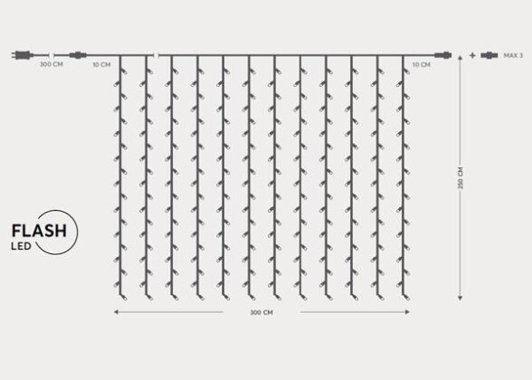 ΚΟΥΡΤΙΝΑ,500 FLASH LED 5mm,31V,ΕΠΕΚΤΑΣΗ ΩΣ 3,ΜΕΤΑΣΧΗΜ/ΣΤΗ,ΠΡΟΕΚΤΑΣΗ ΠΑΡΟΧΗΣ 300cm,ΔΙΑΦΑΝΟ ΚΑΛΩΔΙΟ,ΘΕΡΜΑ ΛΕΥΚΑ LED,300x250,cm,ΙΡ44