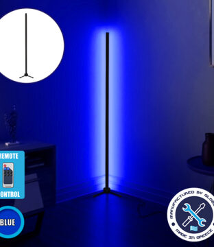 Μοντέρνο Minimal Επιδαπέδιο Μαύρο Φωτιστικό 100cm LED 16 Watt με Ασύρματο Χειριστήριο RF & Dimmer Μπλε GloboStar ALIEN Design GLOBO-100-6