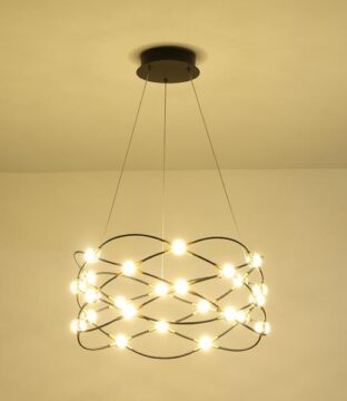 ARTE ILLUMINA PREMIUM ΚΡΕΜΑΣΤΟ ΟΒΑΛ  ΦΩΤΙΣΤΙΚΟ 76W/24LED ΜΑΥΡΟ ΚΑΙ ΧΡΥΣΟ φ60*H28